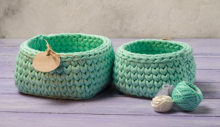 Las cestas de croché son perfectas para guardar los cachivaches